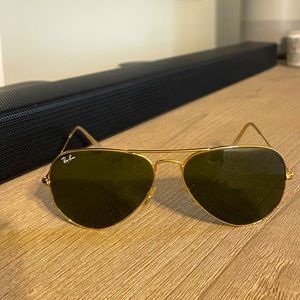 RayBan Gold Aviators with Green Lenses